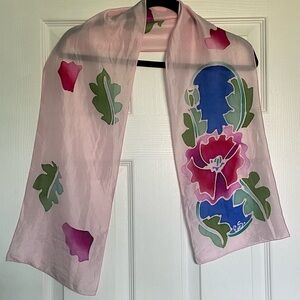 Hand Painted Skinny Silk Scarf